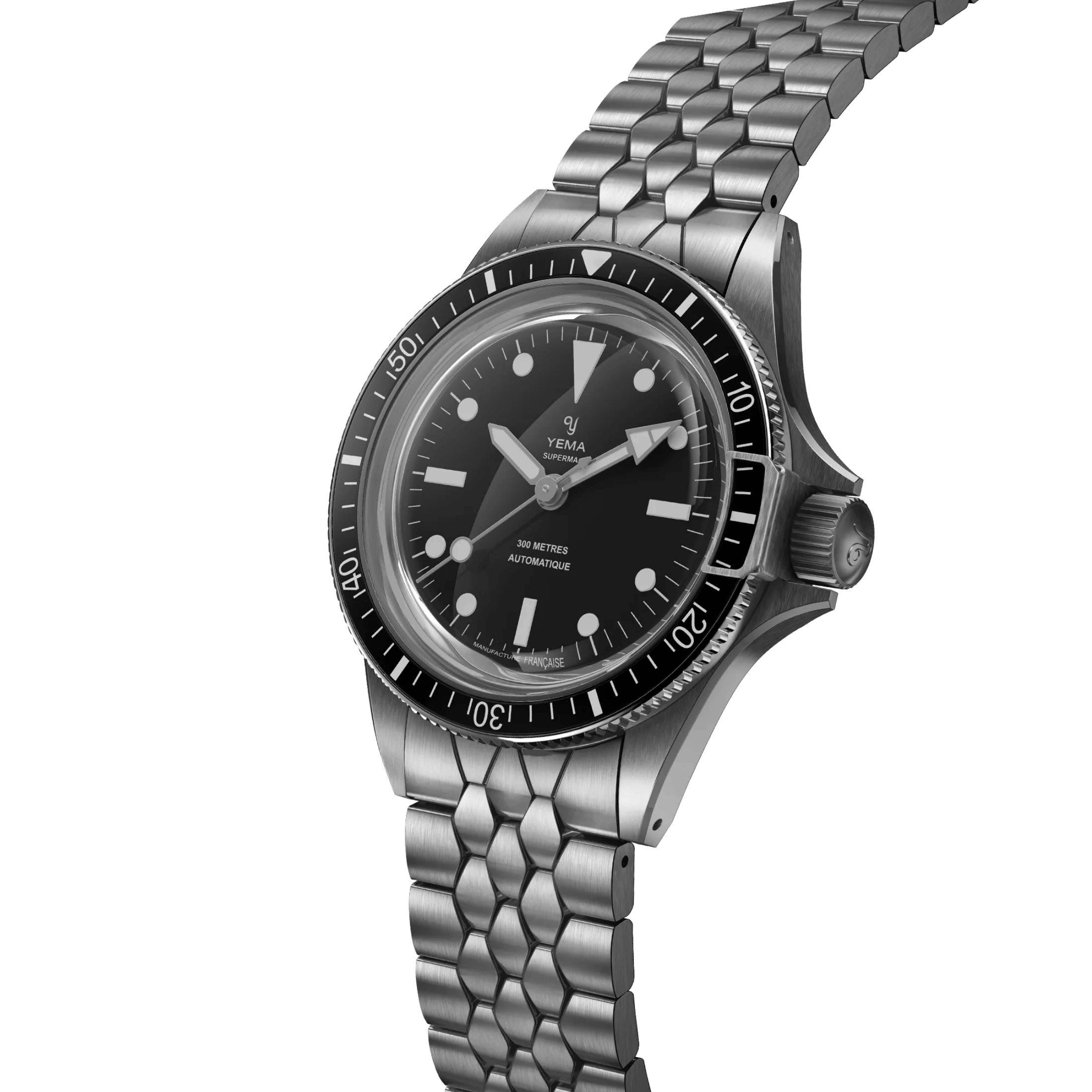 Yema Superman Steel CMM.10 automatic black dial steel bracelet 39 mm