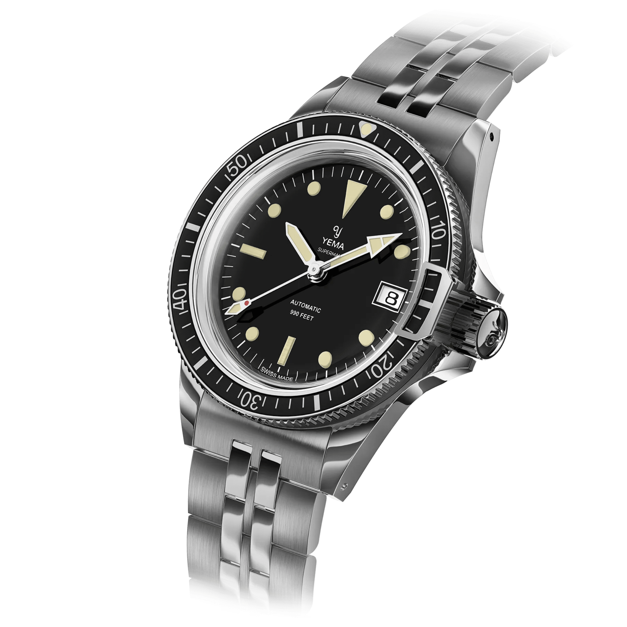 Montre Yema Superman Swiss Edition automatique cadran noir bracelet acier 39 mm