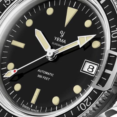Yema Superman Swiss Edition automatic black dial steel bracelet 39 mm