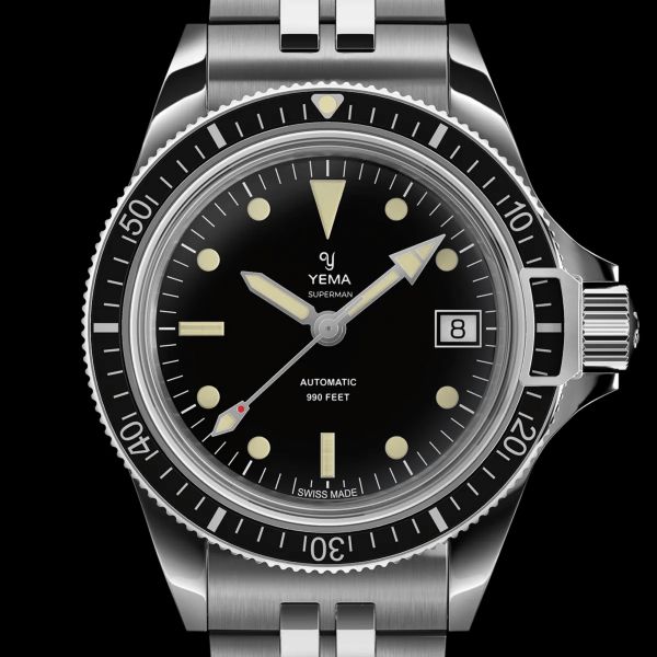 Yema Superman Swiss Edition automatic black dial steel bracelet 39 mm