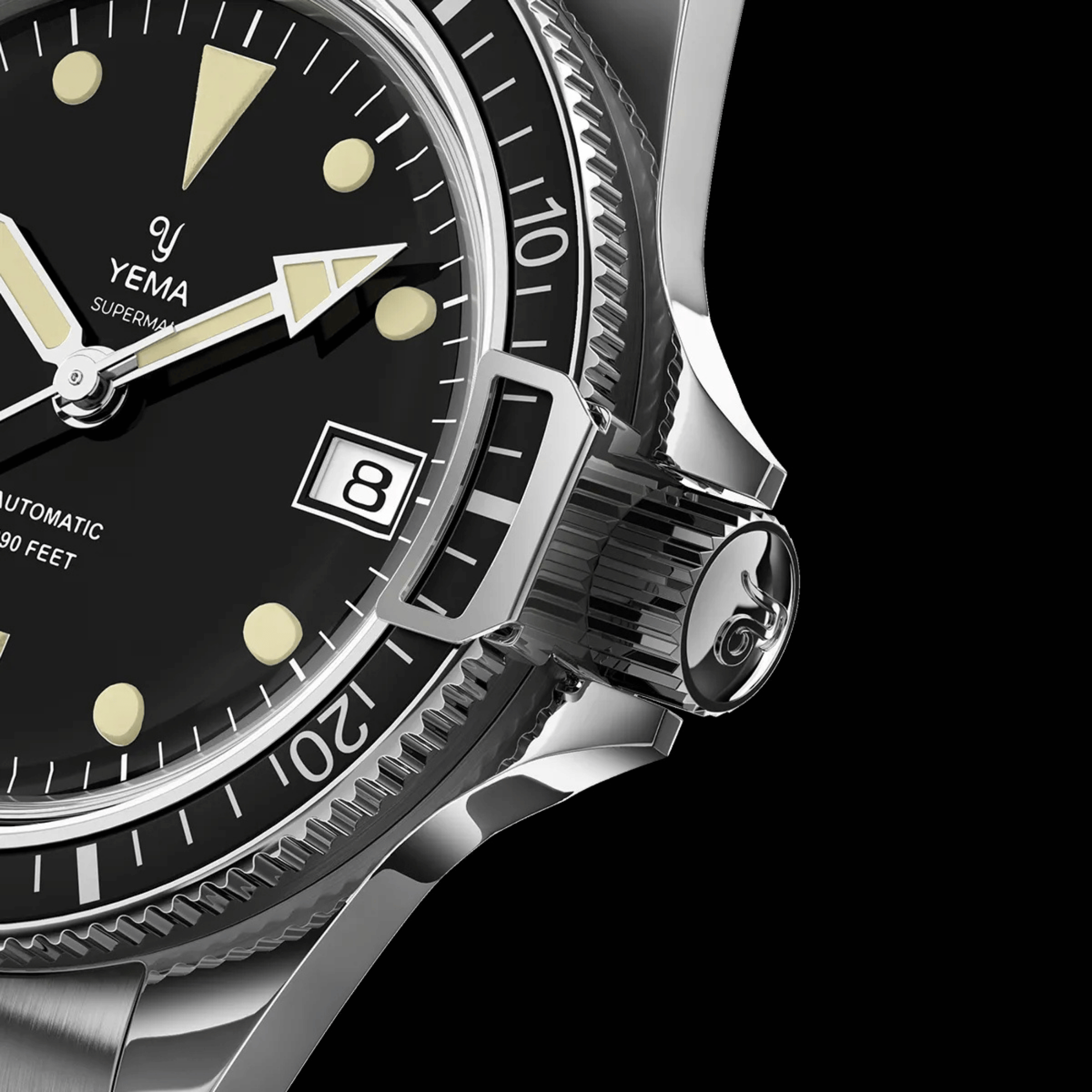 Yema Superman Swiss Edition automatic black dial steel bracelet 41 mm