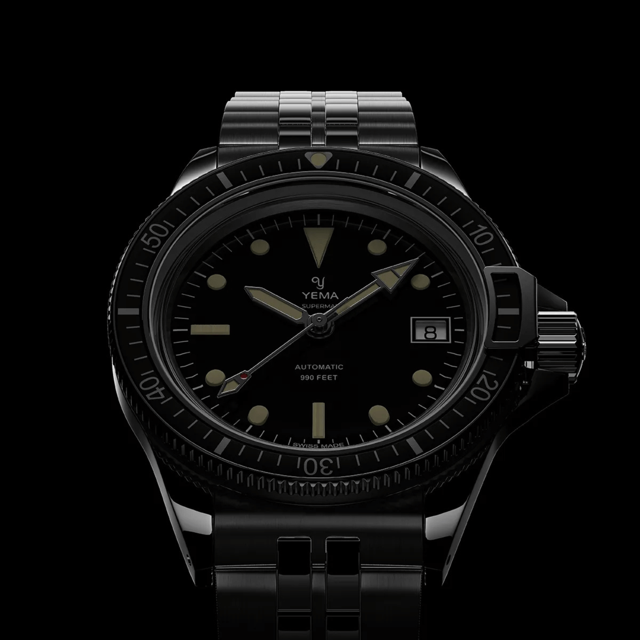 Montre Yema Superman Swiss Edition automatique cadran noir bracelet acier 41 mm