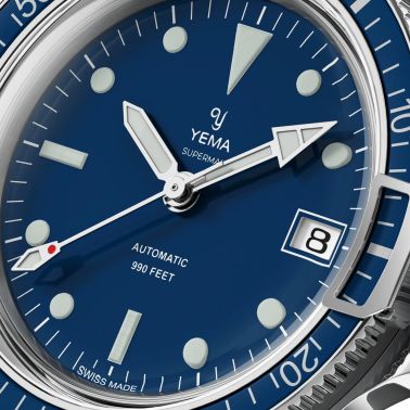 Montre Yema Superman Swiss Edition automatique cadran bleu bracelet acier 39 mm