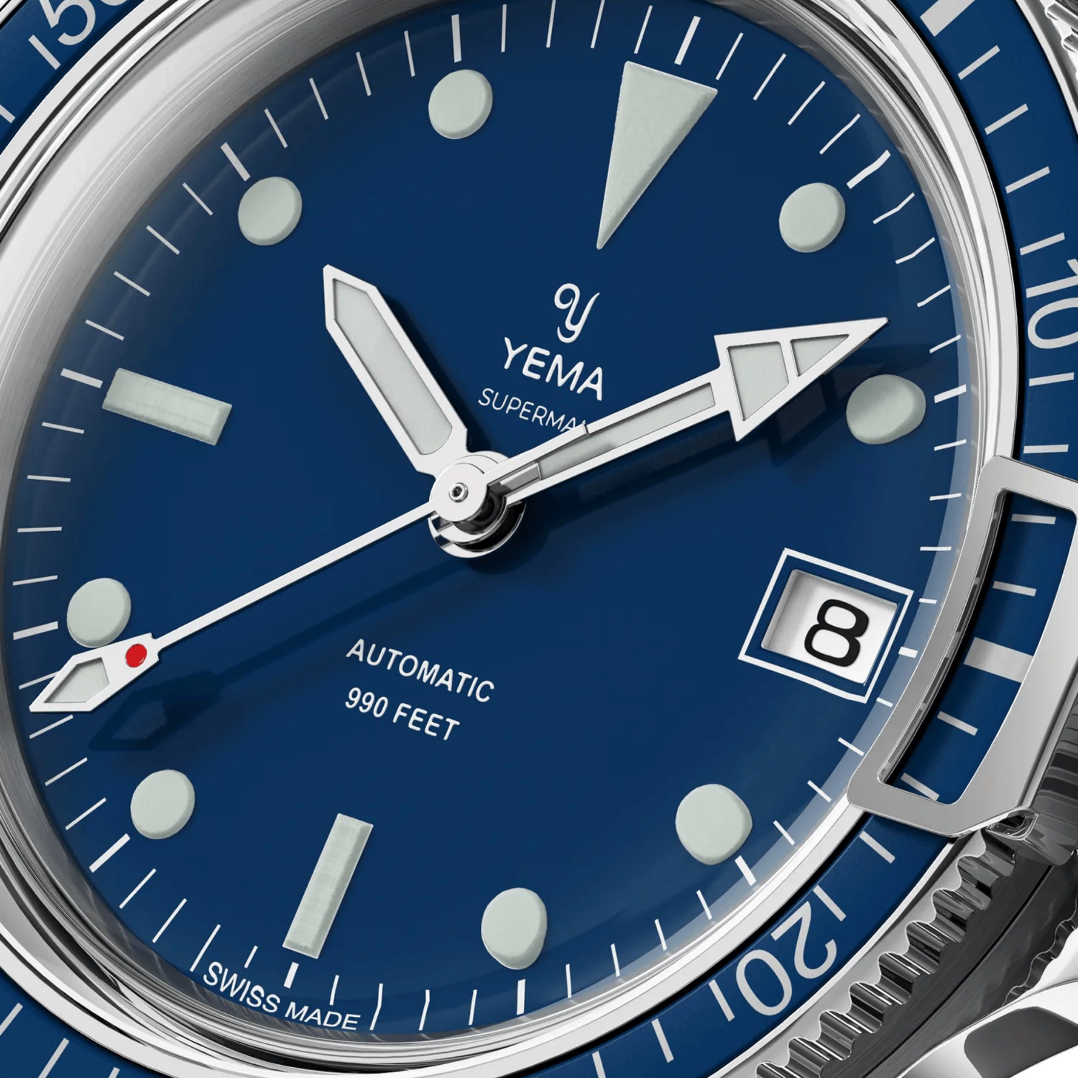 Montre Yema Superman Swiss Edition automatique cadran bleu bracelet acier 39 mm
