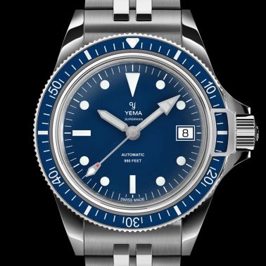 Montre Yema Superman Swiss Edition automatique cadran bleu bracelet acier 39 mm