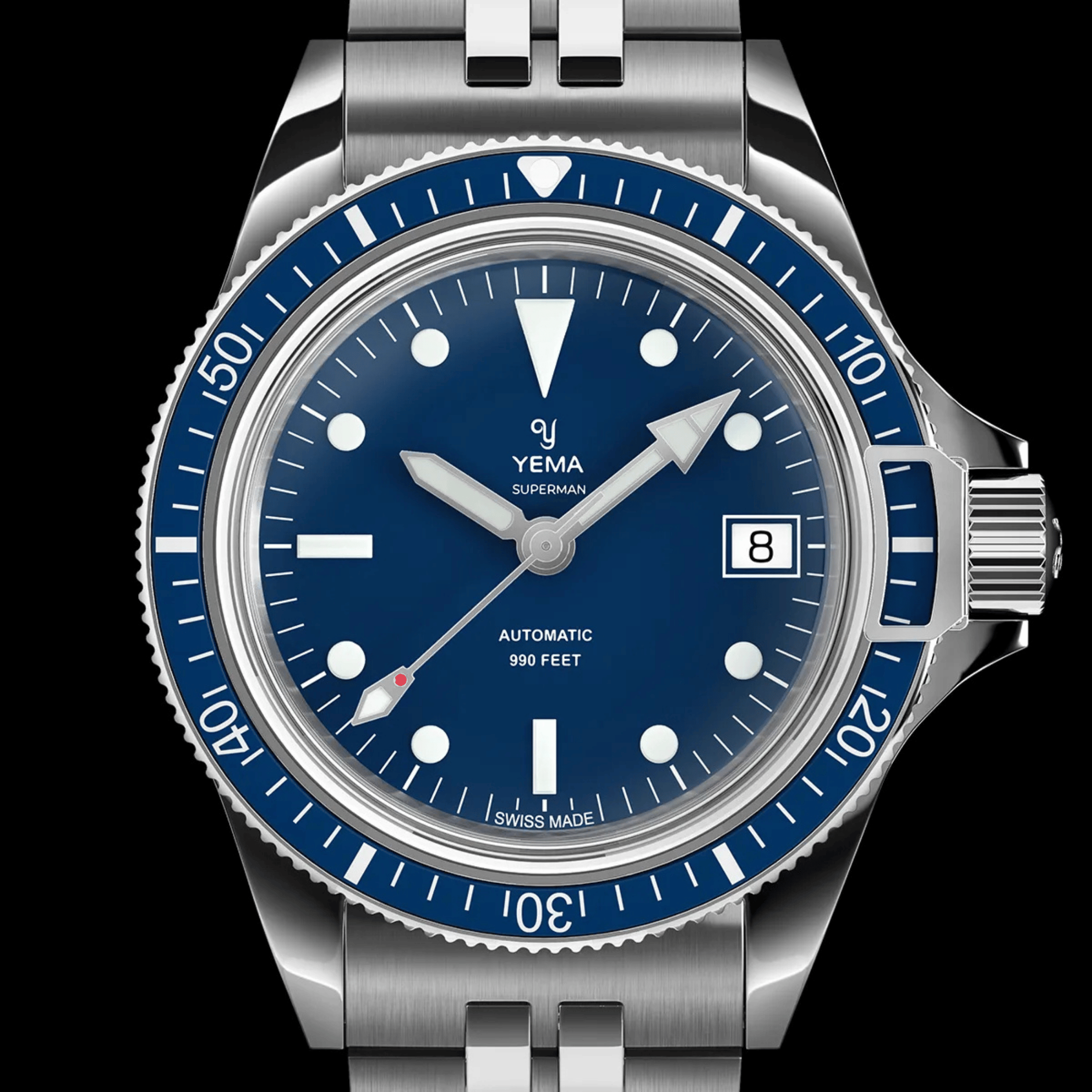 Montre Yema Superman Swiss Edition automatique cadran bleu bracelet acier 39 mm