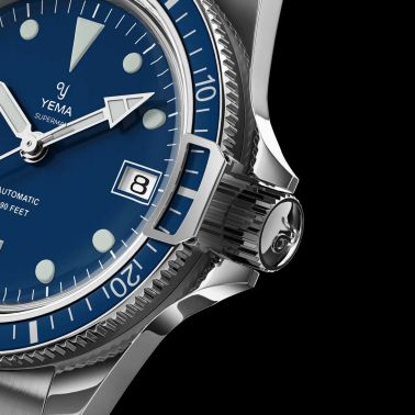 Montre Yema Superman Swiss Edition automatique cadran bleu bracelet acier 39 mm