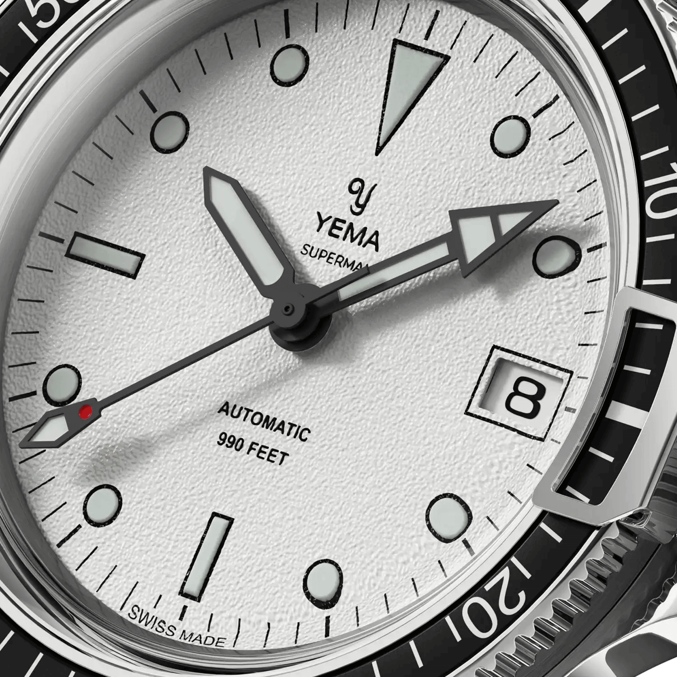 Yema Superman Swiss Edition automatic white dial steel bracelet 41 mm