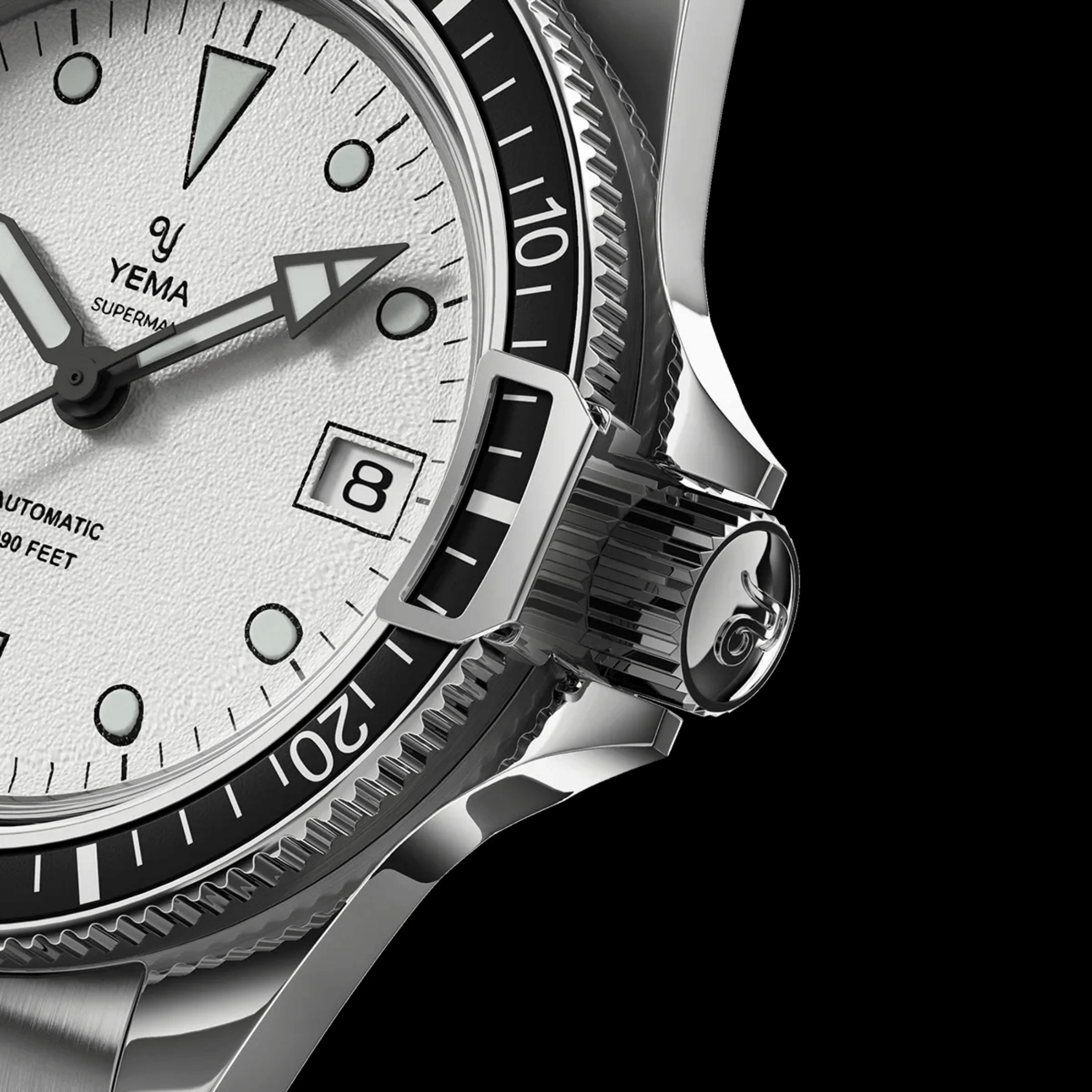 Yema Superman Swiss Edition automatic white dial steel bracelet 39 mm