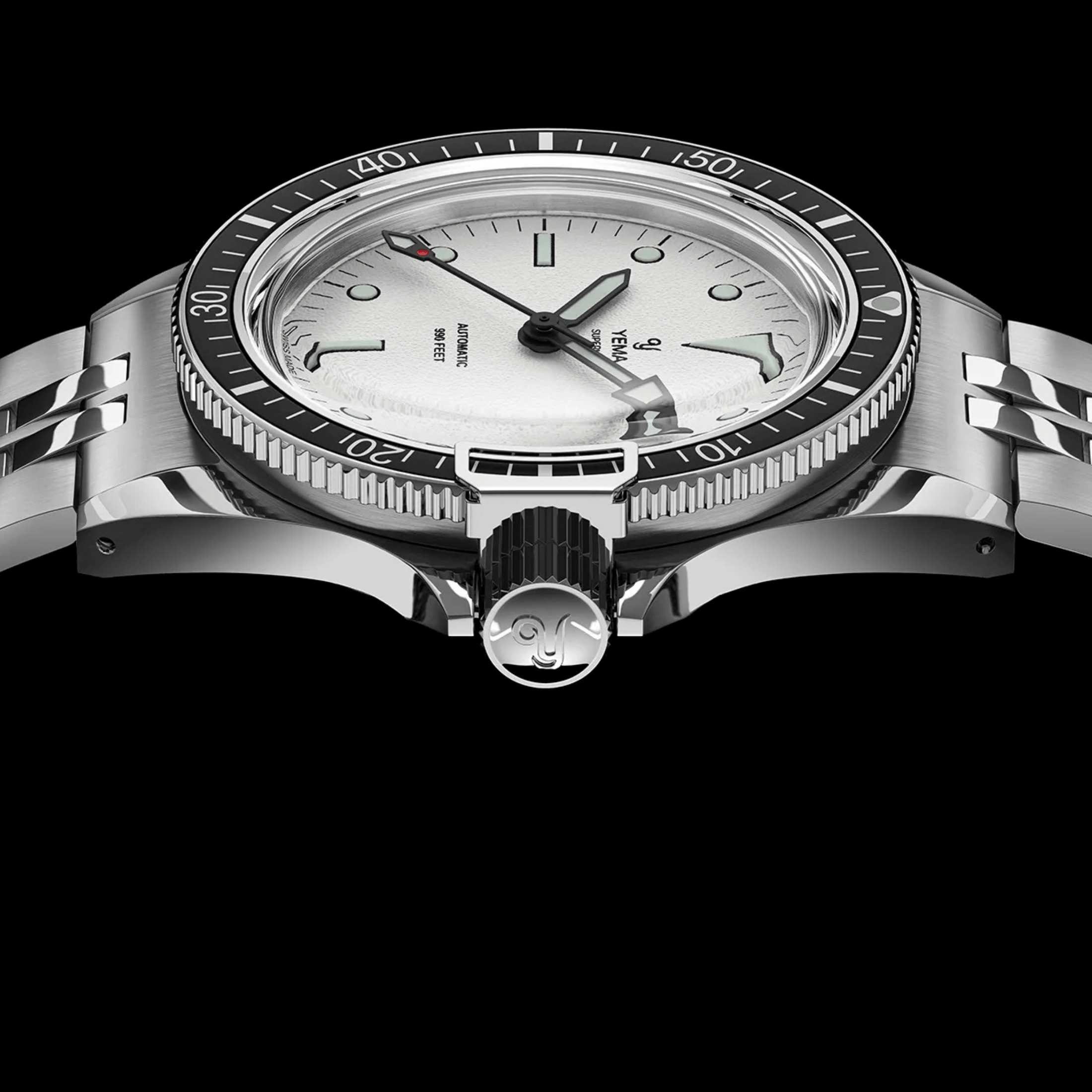Yema Superman Swiss Edition automatic white dial steel bracelet 41 mm
