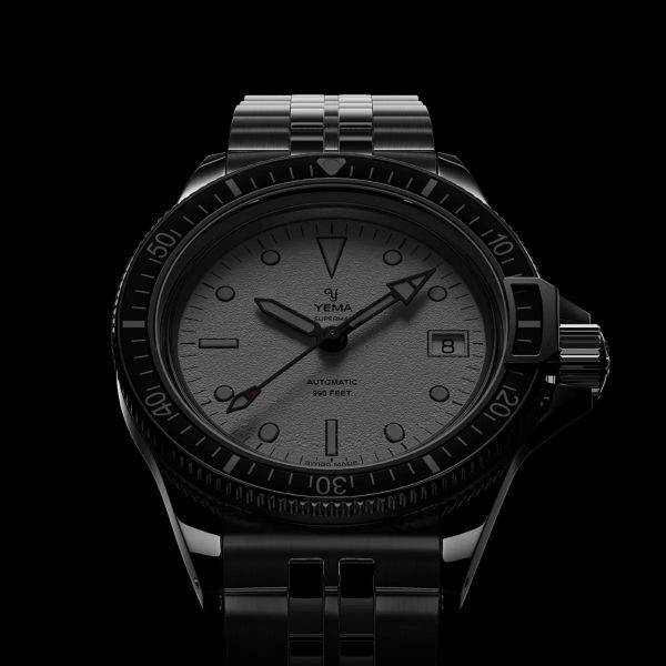 Yema Superman Swiss Edition automatic white dial steel bracelet 39 mm