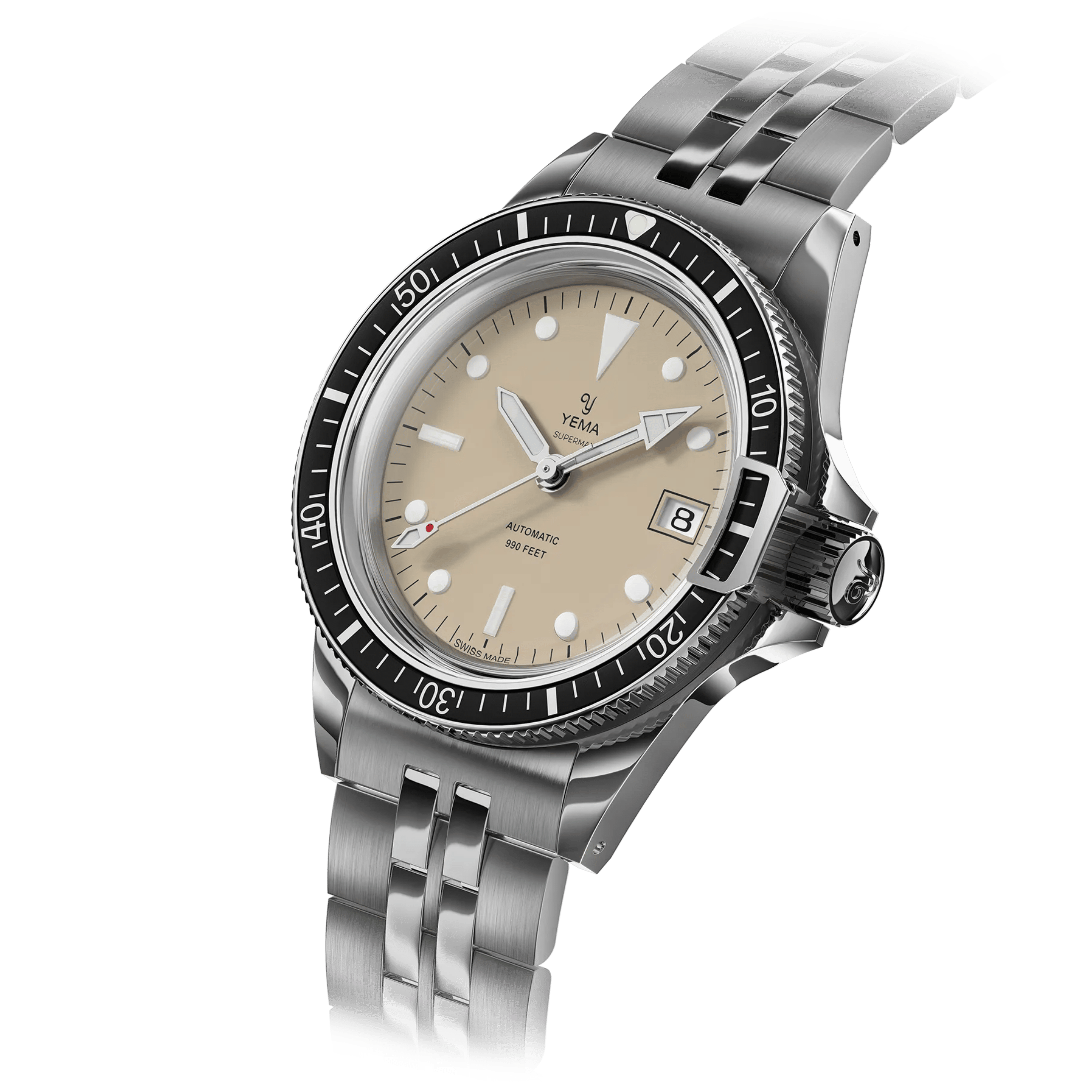 Yema Superman Swiss Edition automatic beige dial steel bracelet 41 mm