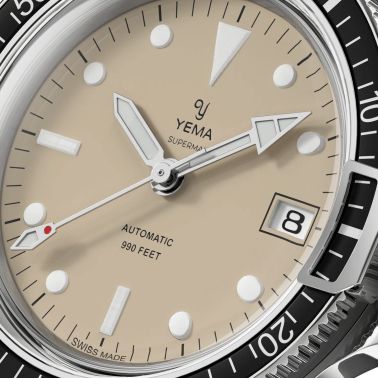 Montre Yema Superman Swiss Edition automatique cadran beige bracelet acier 41 mm