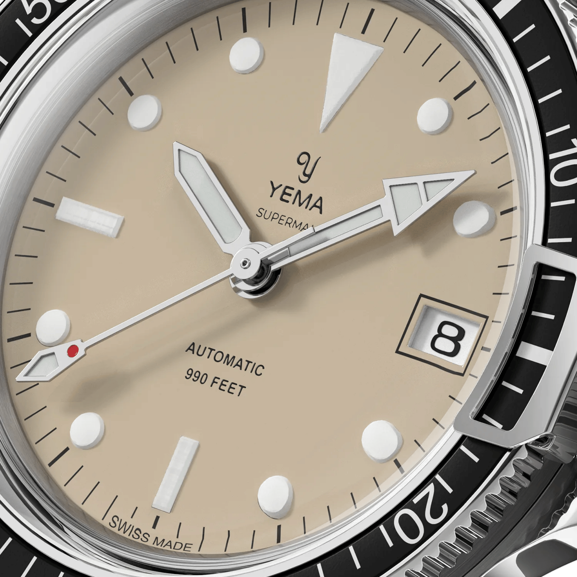 Yema Superman Swiss Edition automatic beige dial steel bracelet 41 mm