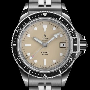 Montre Yema Superman Swiss Edition automatique cadran beige bracelet acier 39 mm