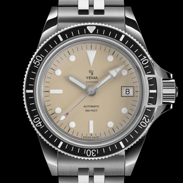 Yema Superman Swiss Edition automatic beige dial steel bracelet 39 mm