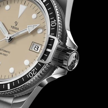 Yema Superman Swiss Edition automatic beige dial steel bracelet 39 mm