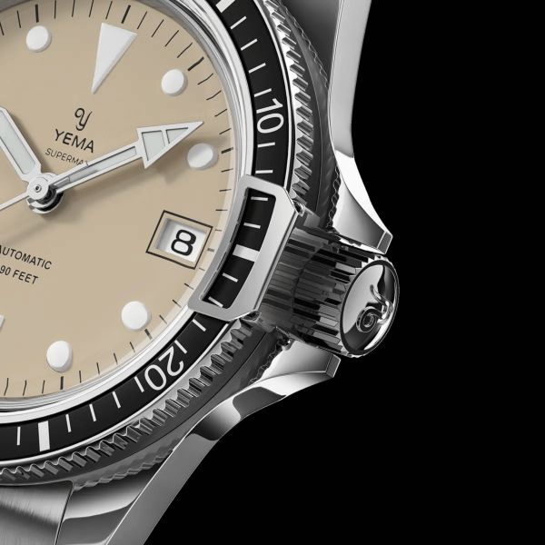 Yema Superman Swiss Edition automatic beige dial steel bracelet 39 mm