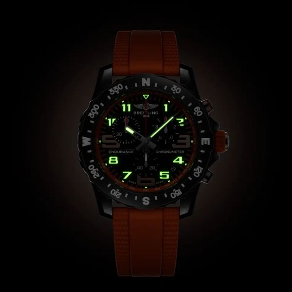 Breitling Professional Endurance Pro quartz black dial orange rubber bracelet 44 mm