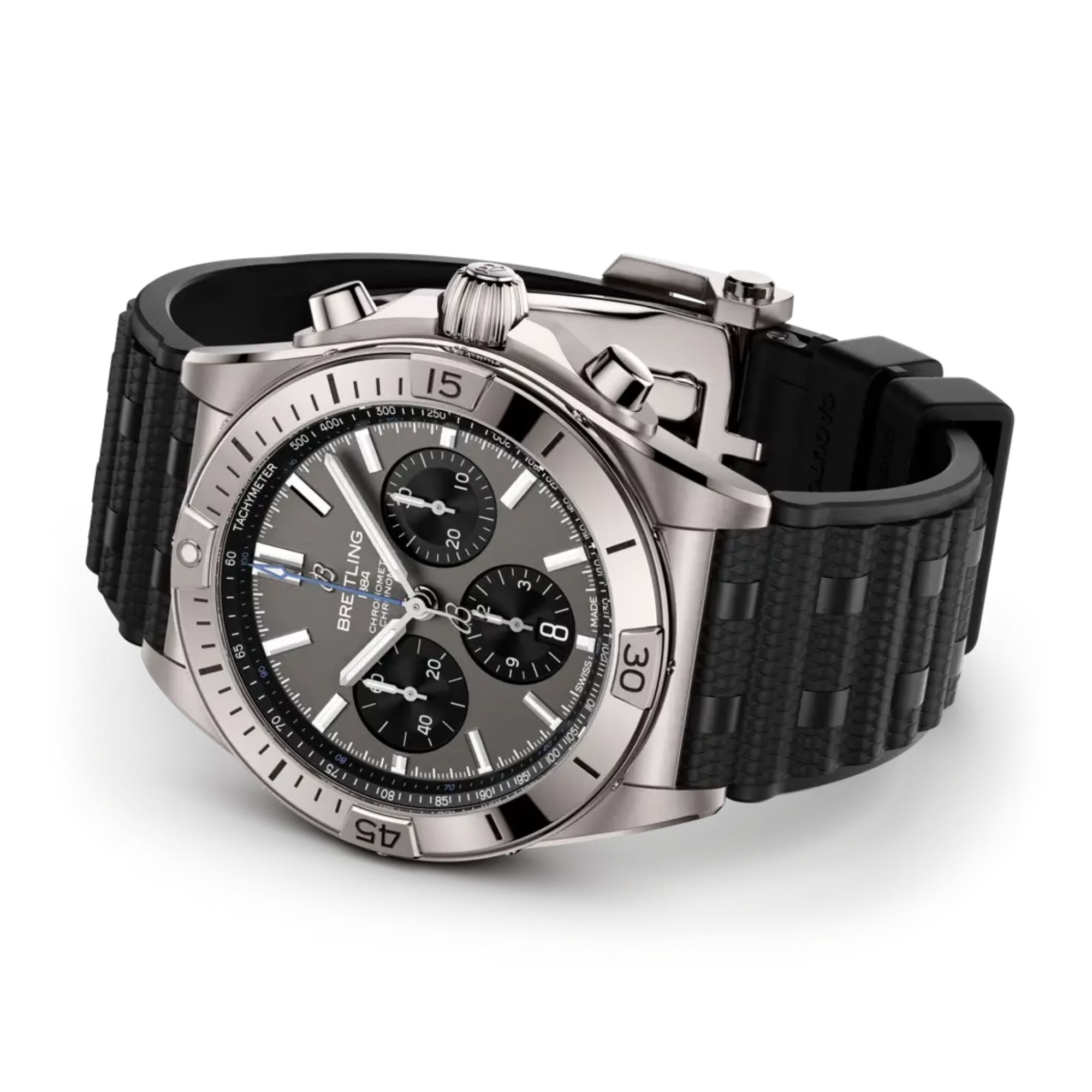 Montre Breitling Chronomat B01 Titanium automatique cadran anthracite bracelet caoutchouc noir 42 mm