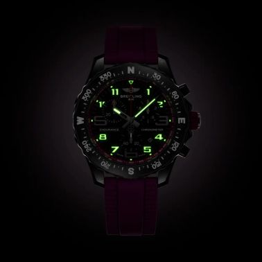 Breitling Professional Endurance Pro quartzblack dial purple rubber bracelet 38 mm
