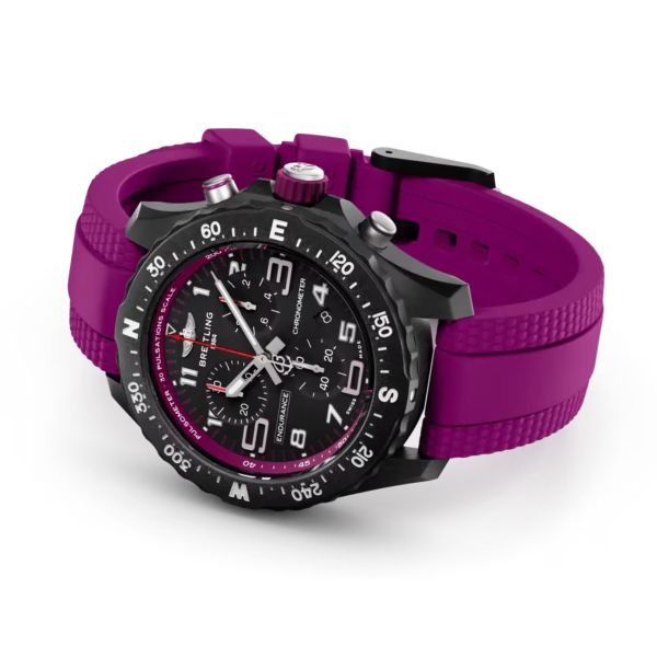 Breitling Professional Endurance Pro quartzblack dial purple rubber bracelet 38 mm