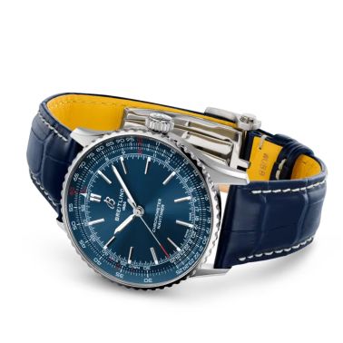 Breitling Navitimer 2024 automatic watch blue dial blue leather strap 41 mm