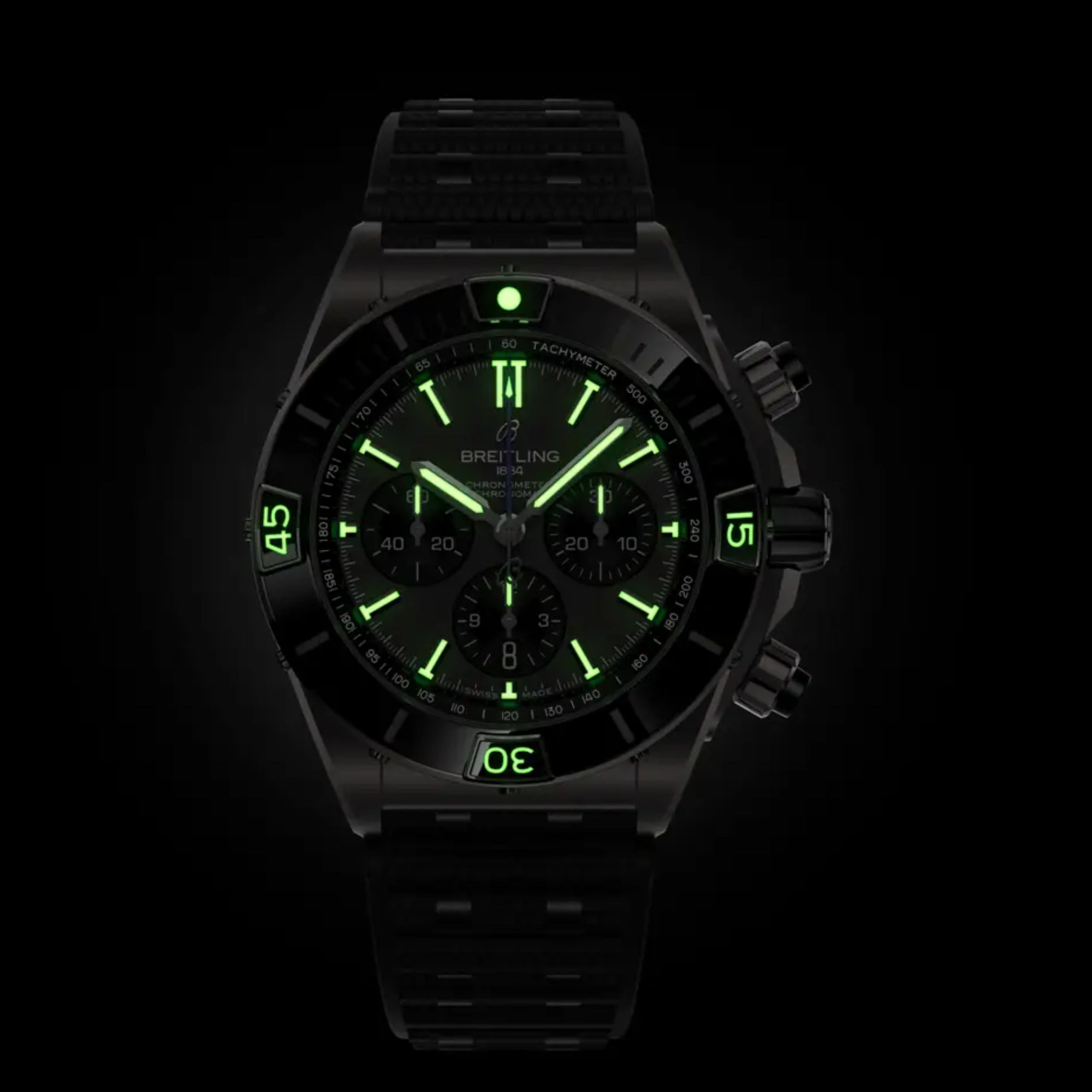 Breitling Super Chronomat Titanium B01 automatic watch anthracite dial black rubber strap 44 mm