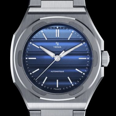 Yema Wristmaster Traveller automatic blue dial steel bracelet 39 mm
