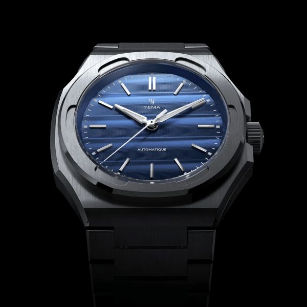 Yema Wristmaster Traveller automatic blue dial steel bracelet 39 mm