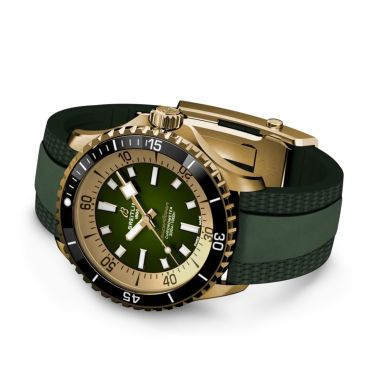 Montre Breitling Superocean Bronze automatique cadran vert bracelet caoutchouc vert 42 mm