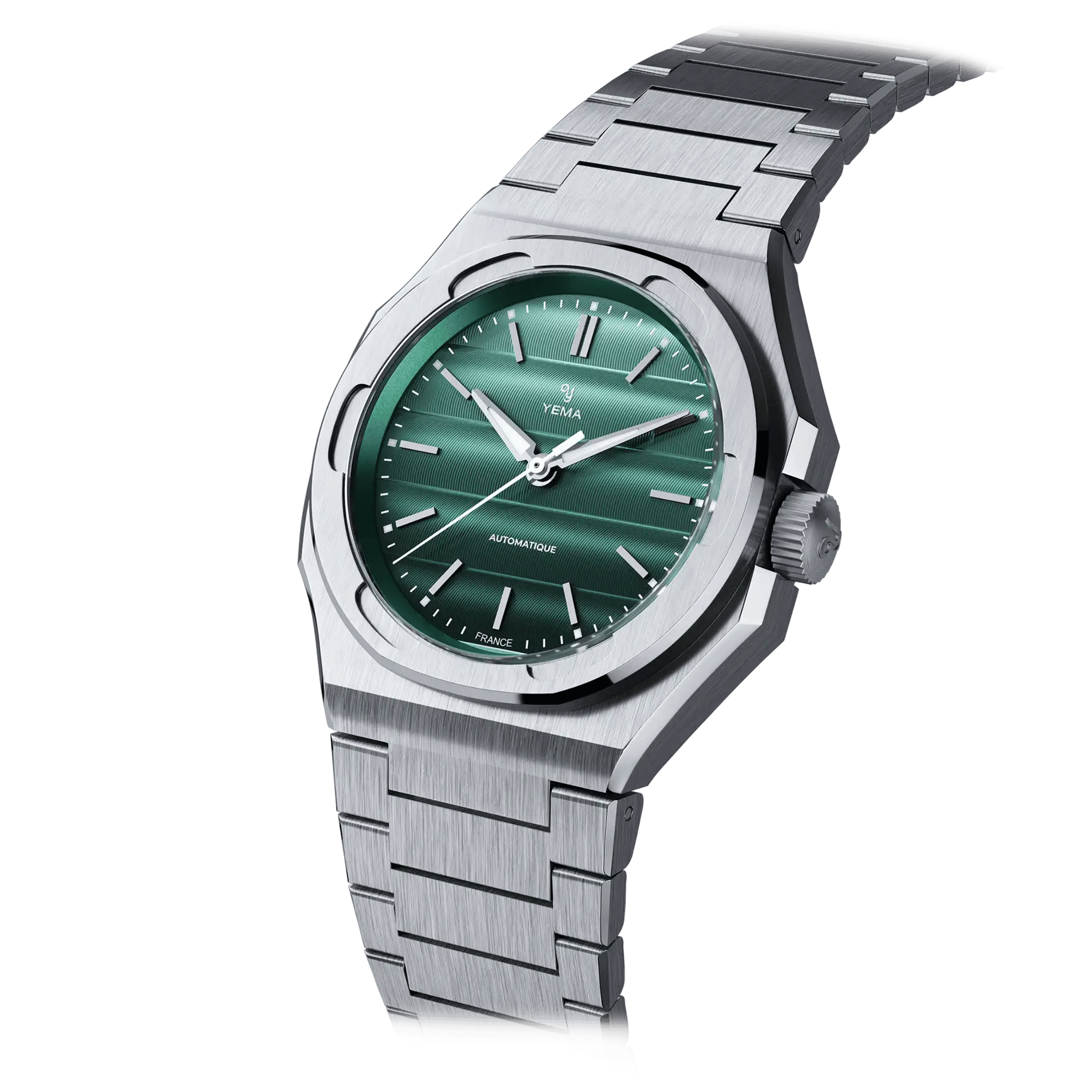 Montre Yema Wristmaster Traveller automatique cadran vert bracelet acier 39 mm