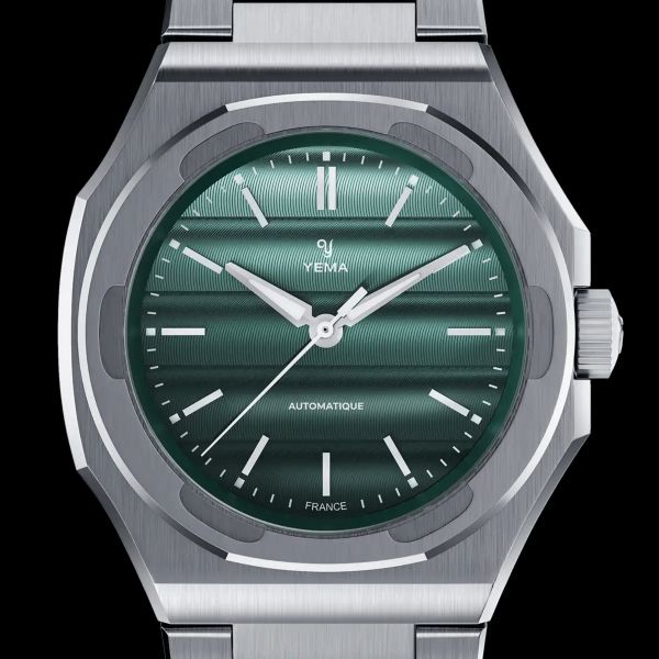 Yema Wristmaster Traveller automatic green dial steel bracelet 39 mm