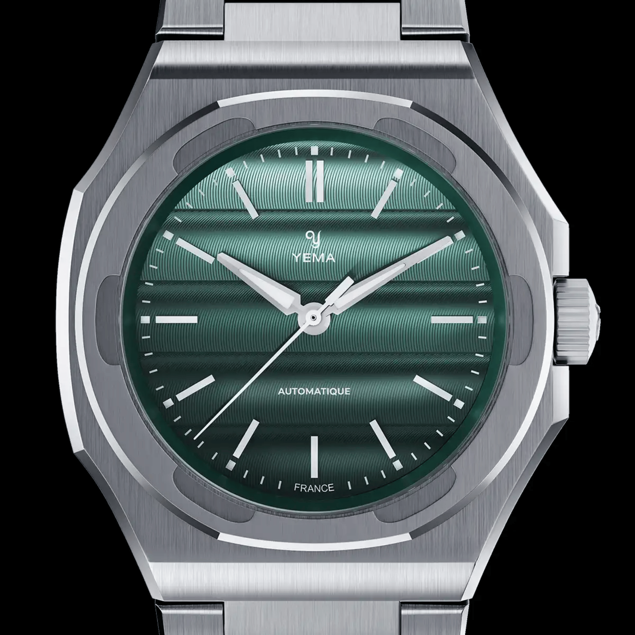 Yema Wristmaster Traveller automatic green dial steel bracelet 39 mm