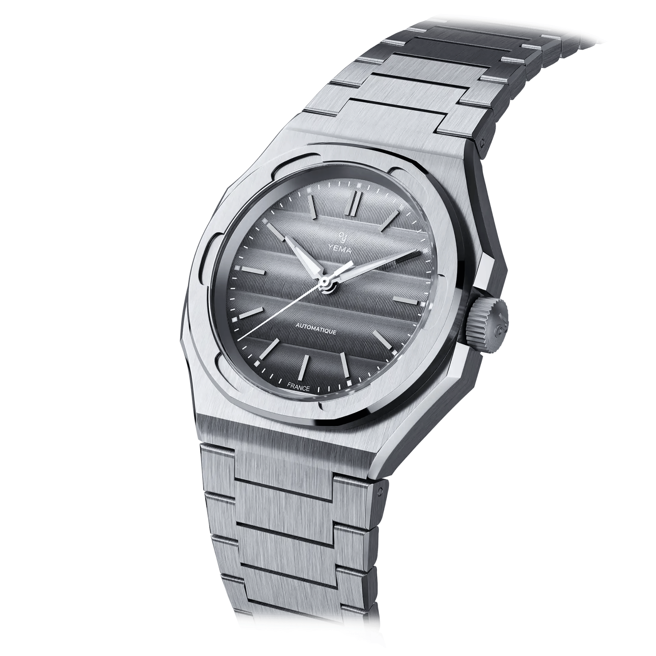 Montre Yema Wristmaster Traveller automatique cadran gris bracelet acier 39 mm