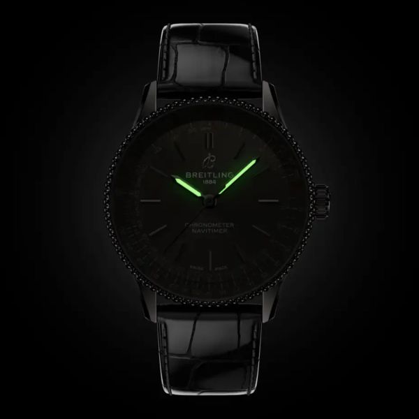 Breitling Navitimer automatic watch anthracite dial anthracite leather strap 36 mm