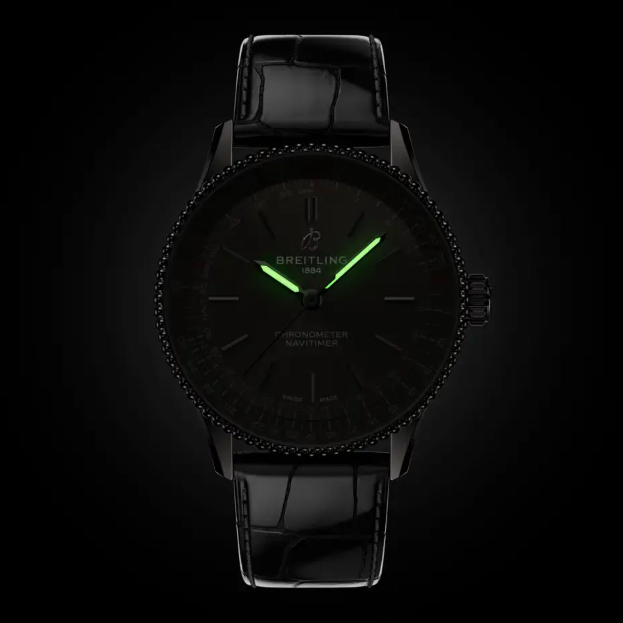 Breitling Navitimer automatic watch anthracite dial anthracite leather strap 36 mm