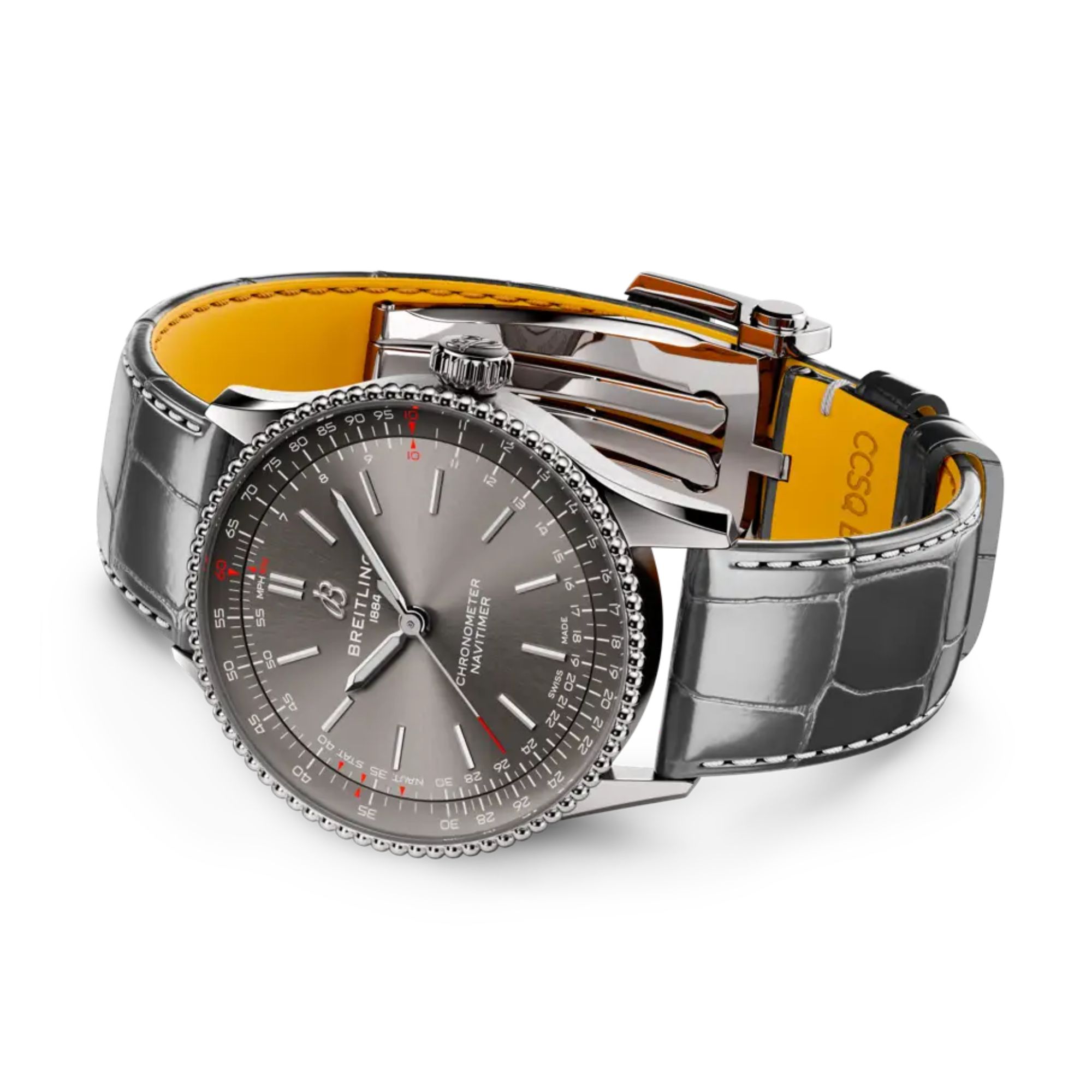 Breitling Navitimer automatic watch anthracite dial anthracite leather strap 36 mm