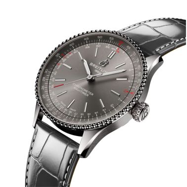 Breitling Navitimer automatic watch anthracite dial anthracite leather strap 36 mm