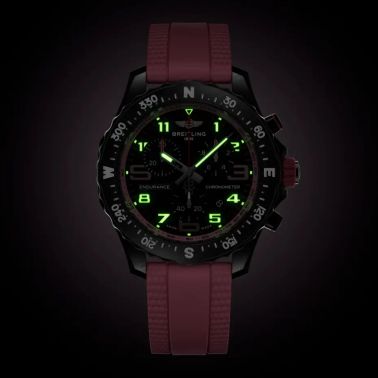 Breitling Professional Endurance Pro quartz black dial pink rubber bracelet 38 mm