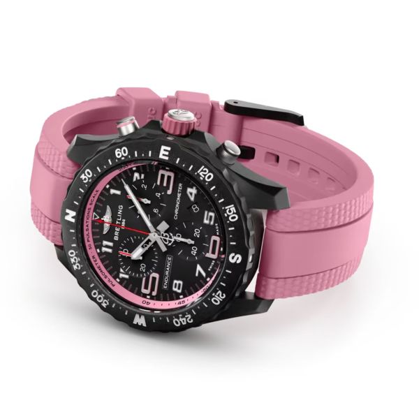 Breitling Professional Endurance Pro quartz black dial pink rubber bracelet 38 mm