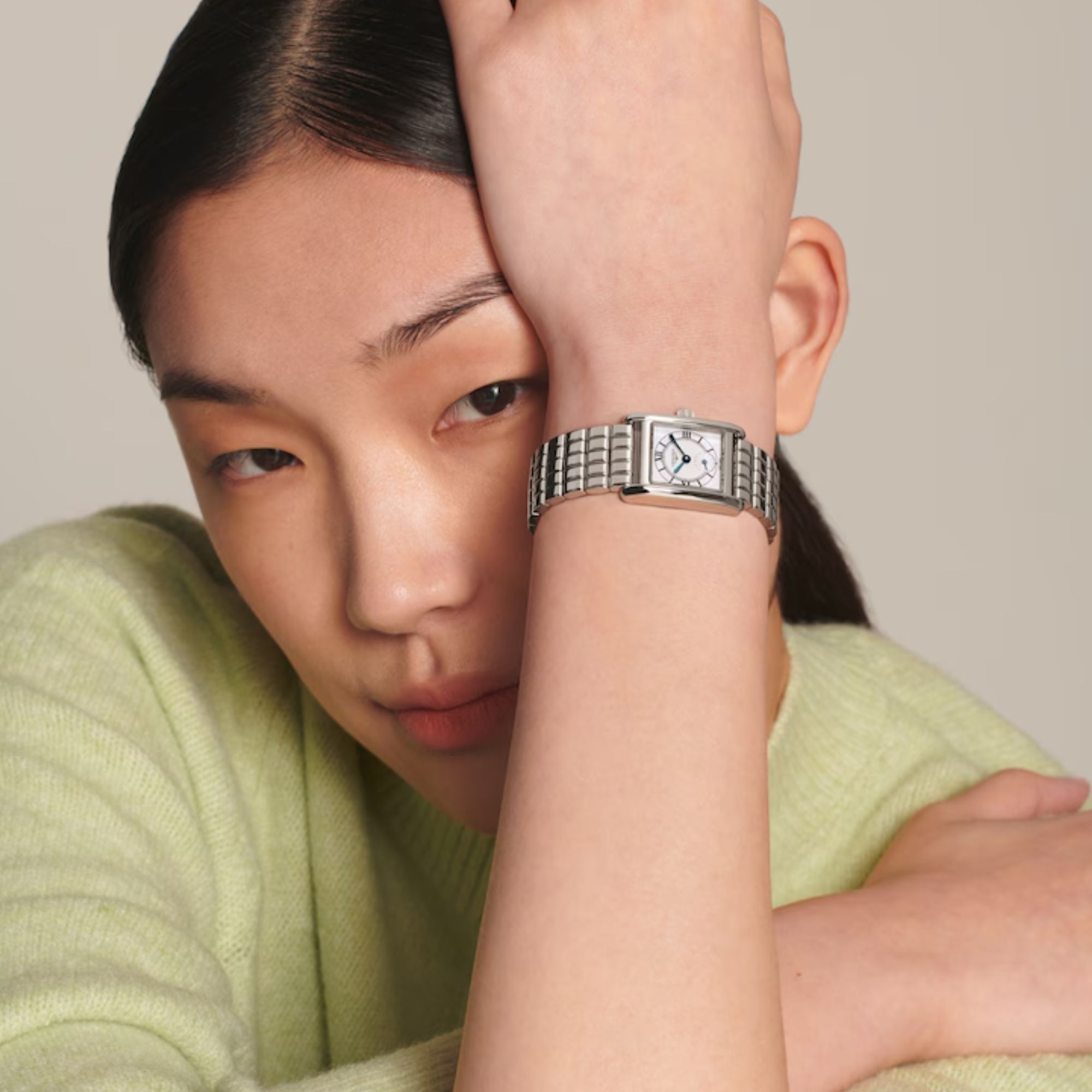 Montre Longines Mini DolceVita quartz cadran argent bracelet acier 21,5 x 29 mm