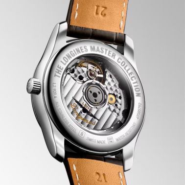 Longines Flagship Heritage automatic moon phase beige havana dial brown leather strap 38.5 mm