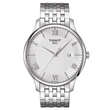 Montre Tissot T-Classic Tradition quartz cadran argent bracelet acier 42 mm T063.610.11.038.00