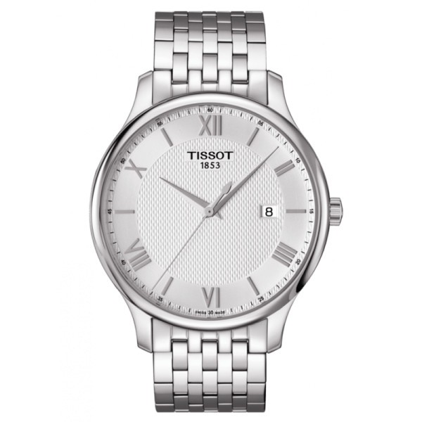 Montre Tissot T-Classic Tradition quartz cadran argent bracelet acier 42 mm T063.610.11.038.00