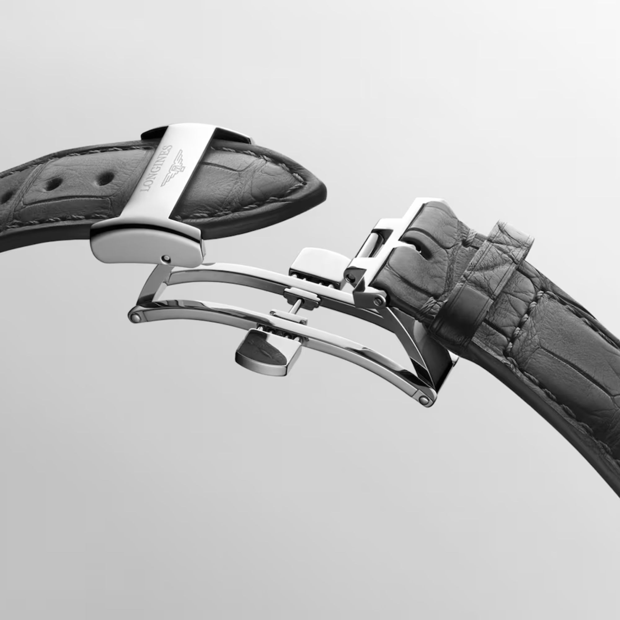 Longines Master Collection 190th anniversary automatic watch silver dial grey leather strap 40 mm
