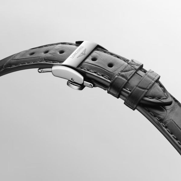 Montre Longines Master Collection 190th anniversary automatique cadran argent bracelet cuir gris 40 mm