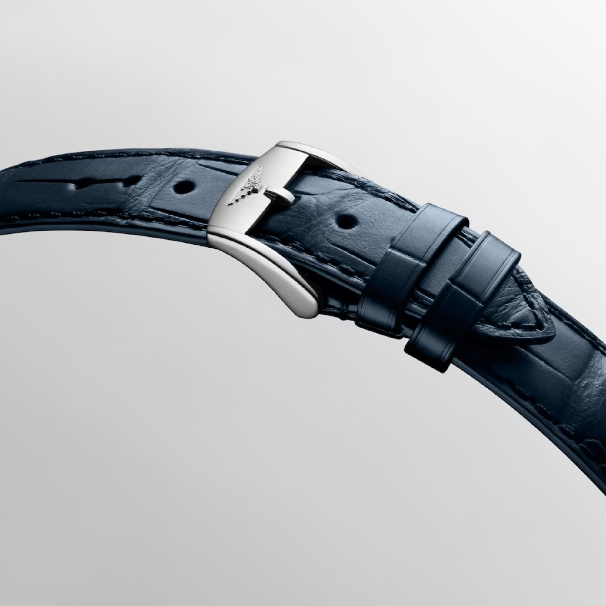 Montre Longines Flagship Heritage Phase de Lune automatique cadran bleu bracelet cuir bleu 38,5 mm