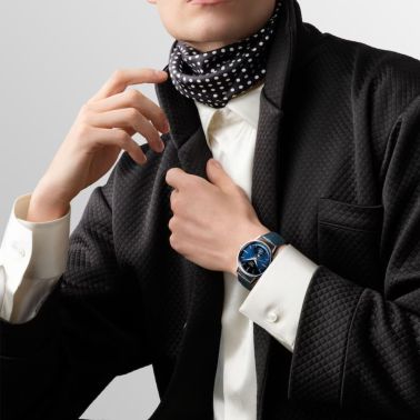 Longines Flagship Heritage automatic moon phase watch blue dial blue leather strap 38,5 mm