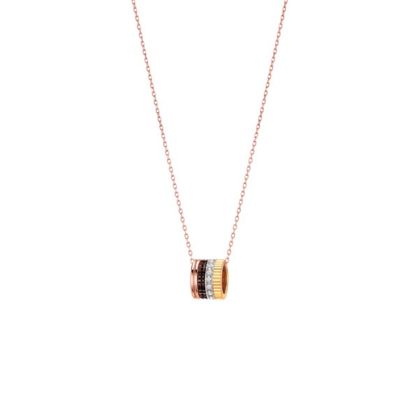 Pendentif Boucheron mini bague Quatre Classique trois ors et PVD marron JPN00478